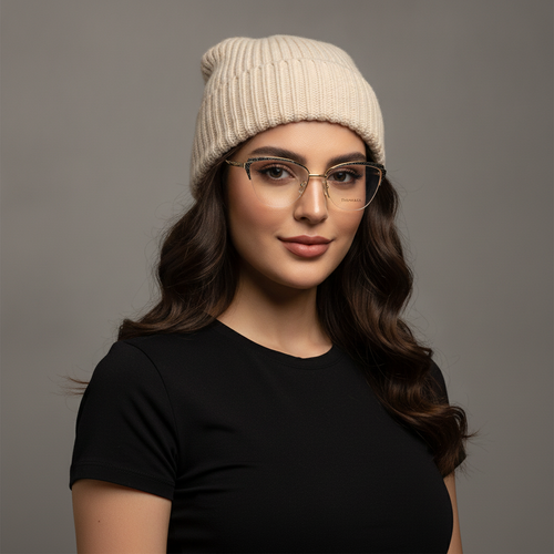 عینک طبی زنانه tiffany فلزی گربه ای مشکی طلایی