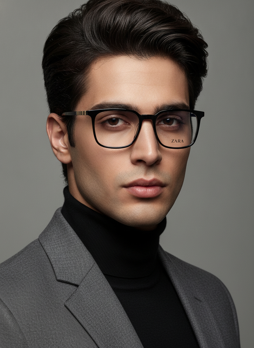 عینک طبی مردانه  zara مشکی مربعی