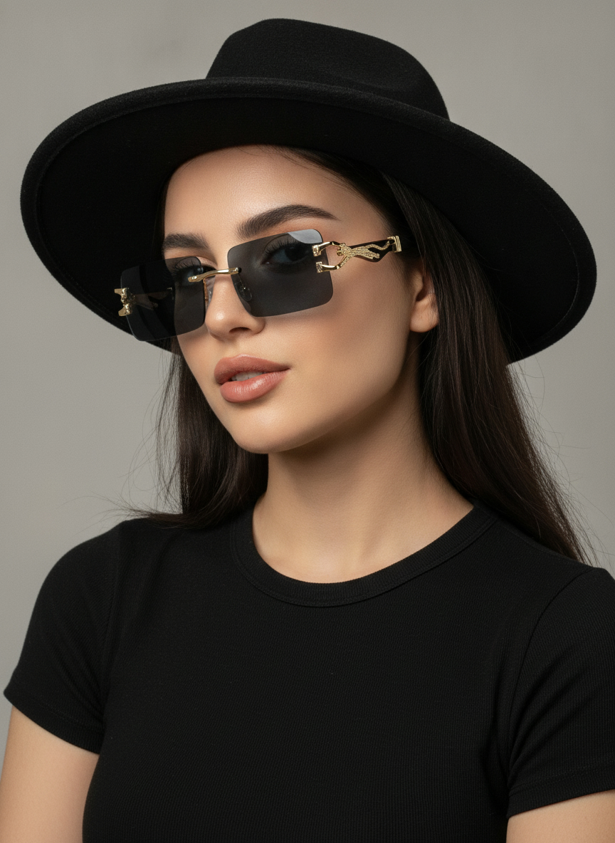 عینک افتابی  کارتیر فلزی بدون فریم  با طراحی خاص