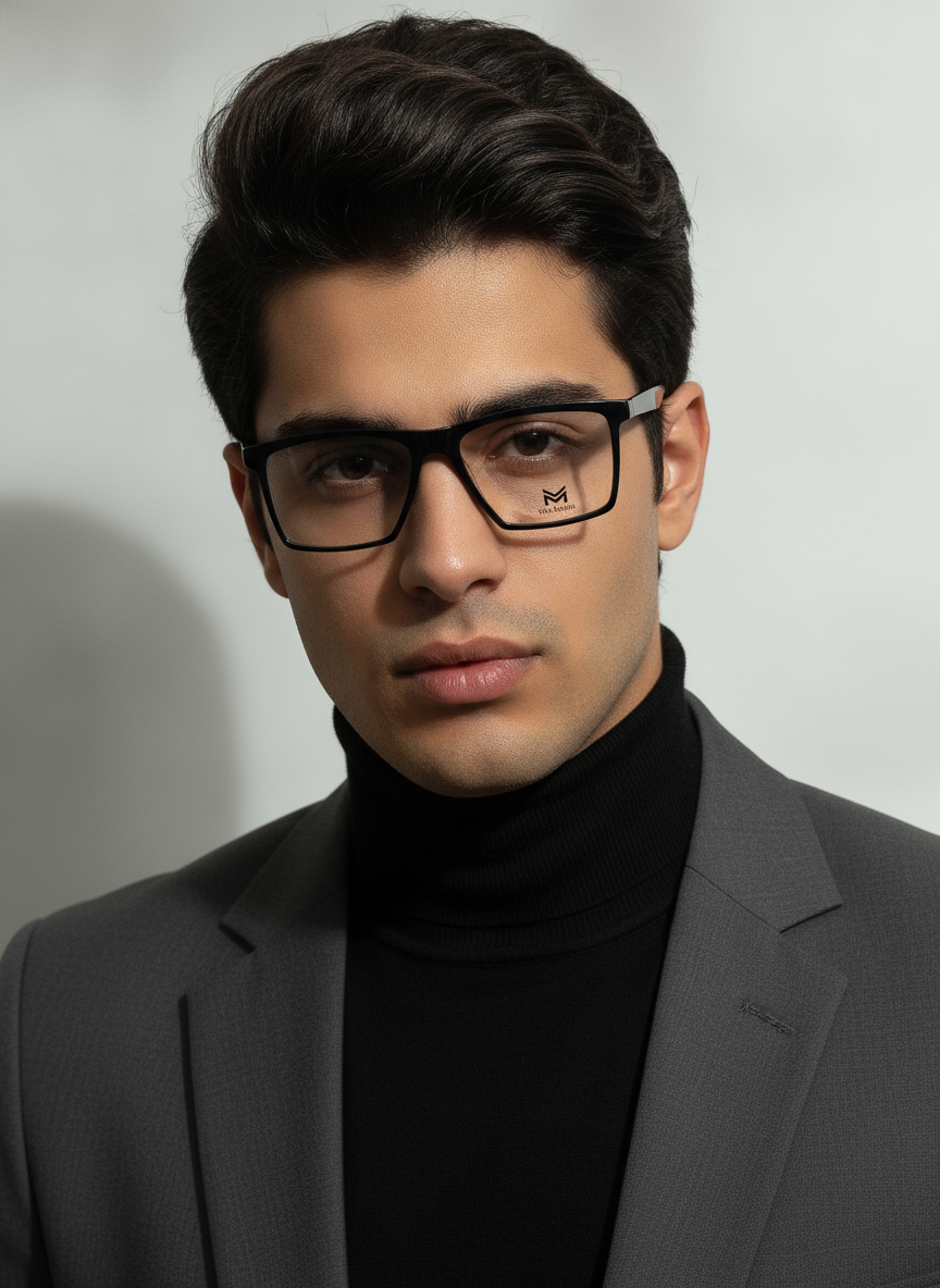 عینک طبی مردانه vito martin  مربعی مشکی خاص