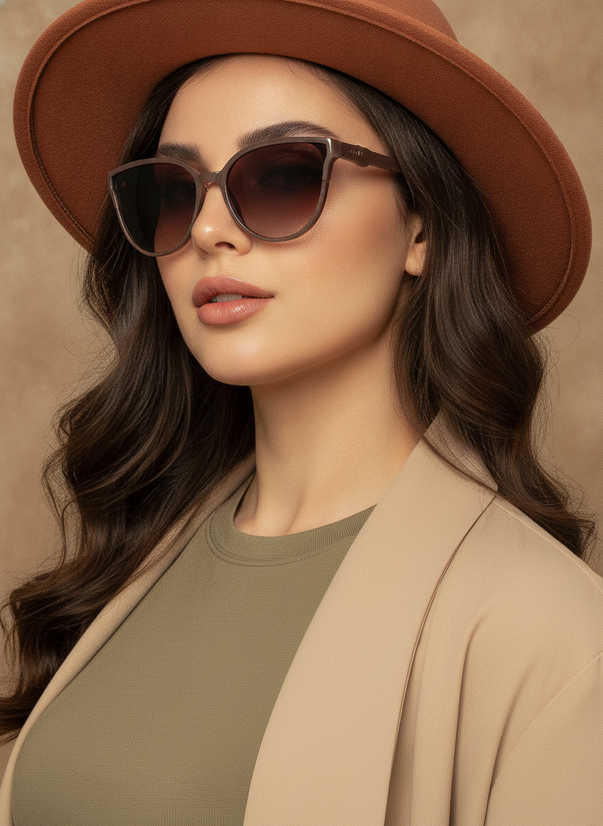 عینک افتابی زنانه نیمه گربه ای سایز بزرگ چنل