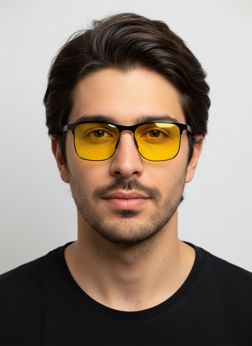 عینک شب مردانه فلزی porsche design گرد
