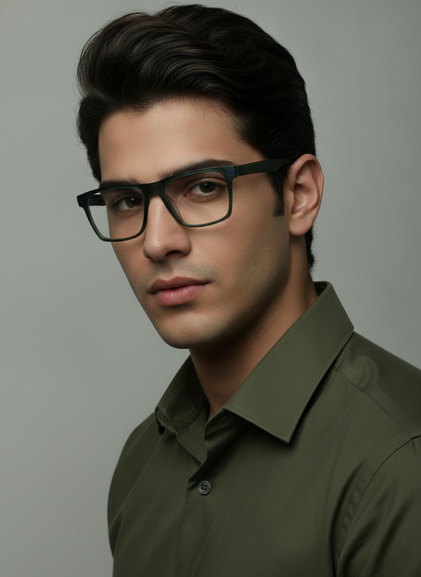 عینک طبی مردونه just one مربعی سبز تیره