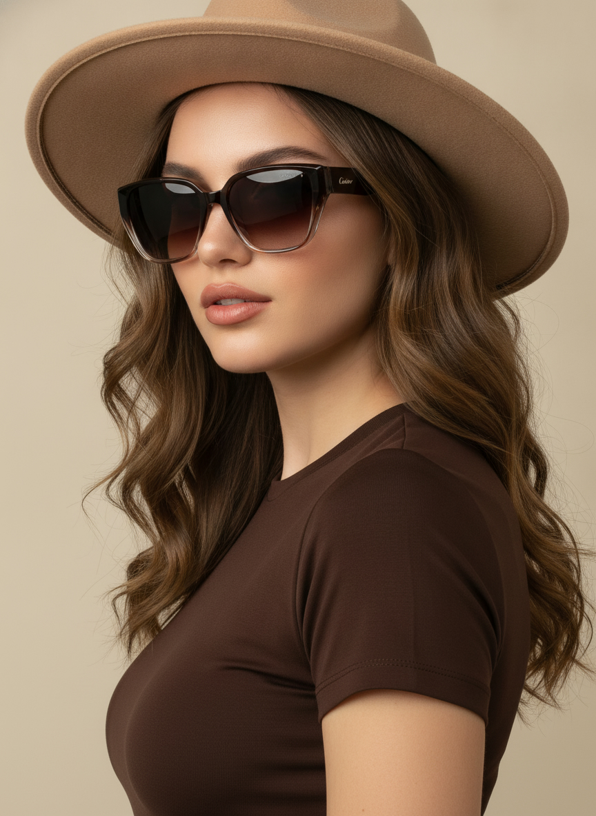 عینک افتابی زنانه گربه ای  cartier شیک و ساده