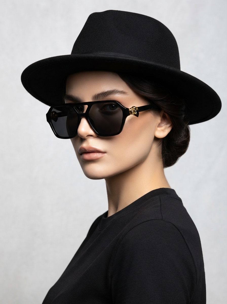 عینک افتابی زنونه خاص نیمه گربه ای مشکی tiffany خاص
