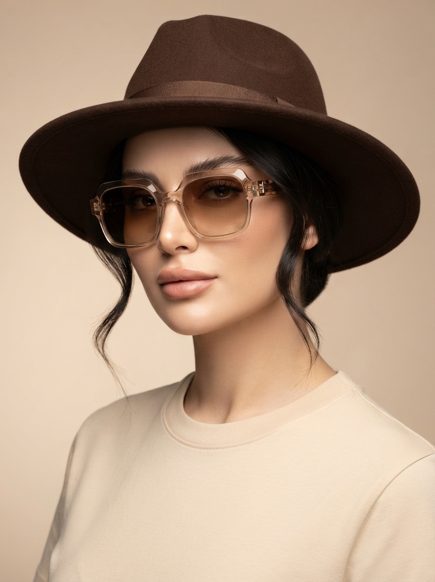 عینک افتابی زنانه اورجینال مربعی کاراملی chic