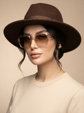 عینک افتابی زنانه اورجینال مربعی کاراملی chic