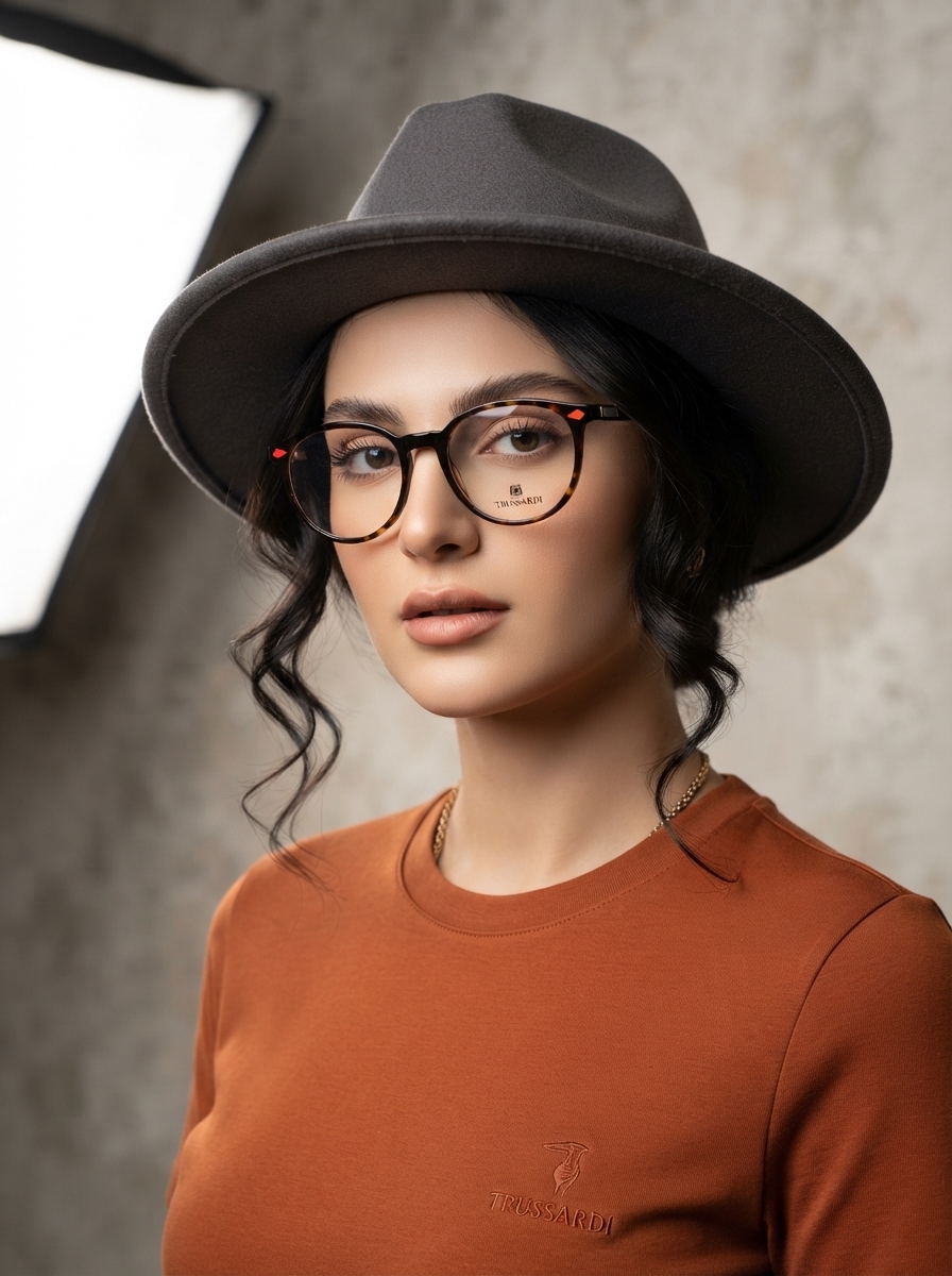 عینک طبی زنانه trussardi  گرد پلنگی