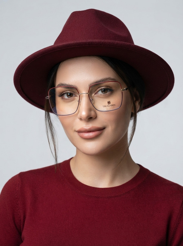 عینک طبی فلزی زنانه trussardi مربعی سایز بزرگ